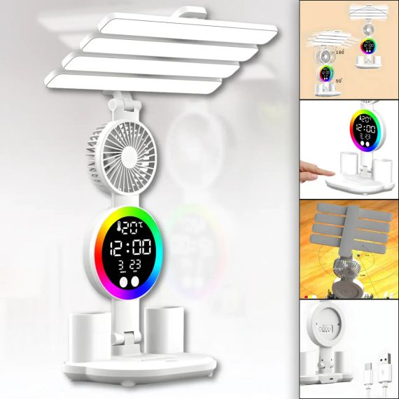Настільна LED-лампа з 4 панелями, вентилятором і дисплеєм KRX-104 | Зображення 1