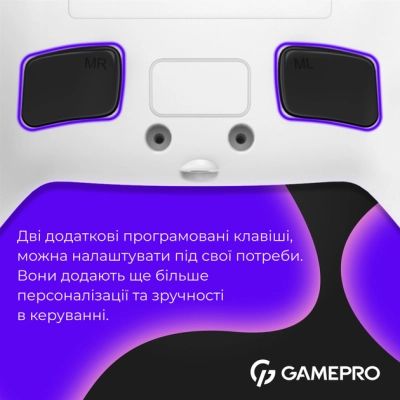 Геймпад GamePro GPS13W BT 5.3/USB/PC/iOS/Android/PS3/PS4 RGB White (GPS13W) | Зображення 1