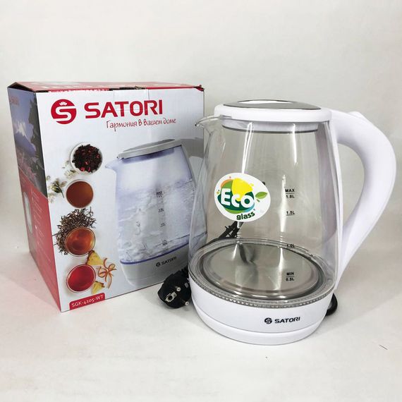 Электрочайники с подсветкой Satori SGK-4105-WT 1,8 л | Электронный чайник | XK-991 Бесшумный чайник | Зображення 3
