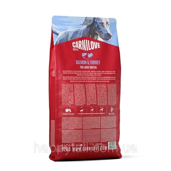 Беззерновий сухий корм Carnilove для дорослих собак великих порід лосось та індичка 12 кг (арт. 173696) | Зображення 1