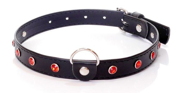 Нашийник зі штучної шкіри з кристалами Fetish Boss Series - Collar Red Crystal, BS3300121 sexstyle