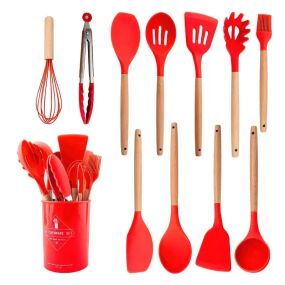 Набор кухонных принадлежностей силиконовый  Kitchen Set RB-2239 красный (12 предметов)