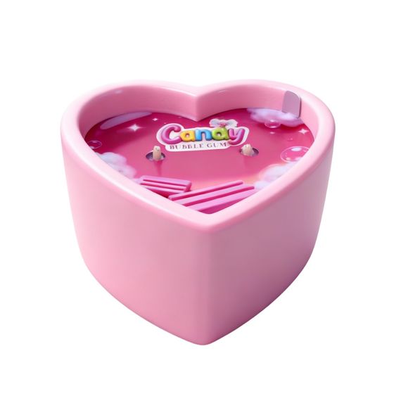 Масажна свічка з ароматом жуйки Candy Bubble Gum у формі серця, 70 мл Sex Aura | Зображення 2