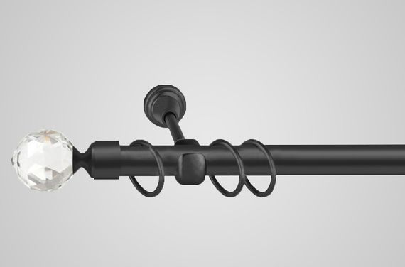 Чорний матовий Карниз для штор металевий, однорядний 25 мм, Кристал 300 см