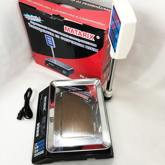 Ваги товарні Matarix MX-411+ на 50 кг, Ваги торговельні з табло, Ваги торговельні настільні зі стійкою | Зображення 6