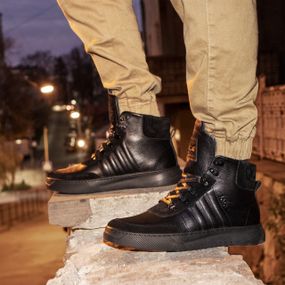 Кожаные мужские ботинки со вставками замша, 41 размер