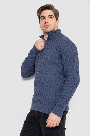 Светр чоловічий однотонний, колір джинс, 161R905 | Зображення 2