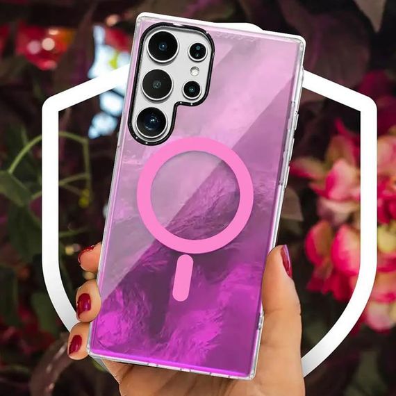 Чехол TPU Shiny Mountain (MagFit) для Samsung Galaxy S25 Ultra Pink | Зображення 3