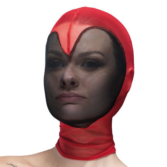 Маска сетка с полностью закрытым лицом Feral Feelings Hearts Mask Красно-черная One Size | Зображення 1