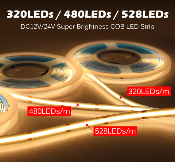 Світлодіодна LED стрічка PROLUM™ 24V; СОВ; 320; LED; IP20; Series "PRO", Жовтий | Зображення 6