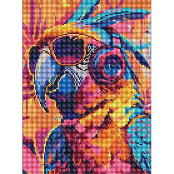 Алмазна мозаїка "Стильний папуга" ©art_selena_ua AMO8112, 30х40 см