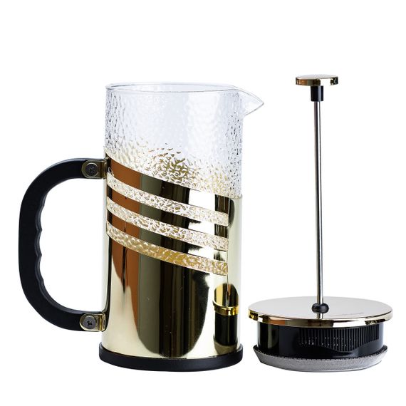 Чайник для заварки з френч пресом і фільтром 1 л Золотий | Зображення 1