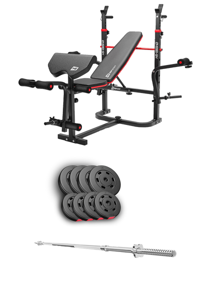 Набір Hop-Sport Premium 39кг з лавою HS-1065HB Pro та штангою