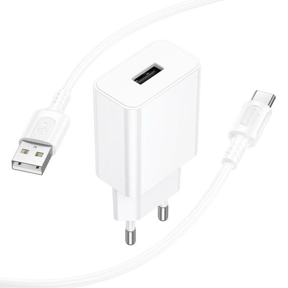 МЗП Borofone BA110A Lemi 7.5W (1USB-A) + кабель USB to Type-C White | Зображення 3