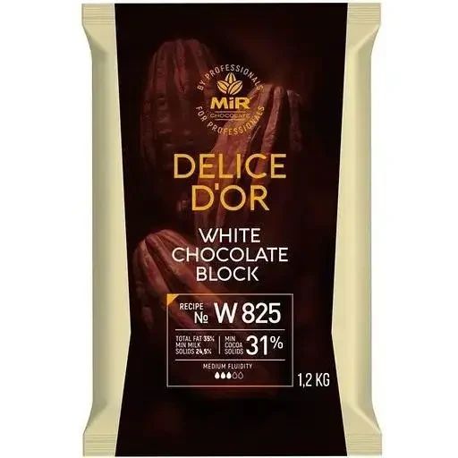 Шоколад білий DELICE DOR 31%, плитка 1,2 кг.