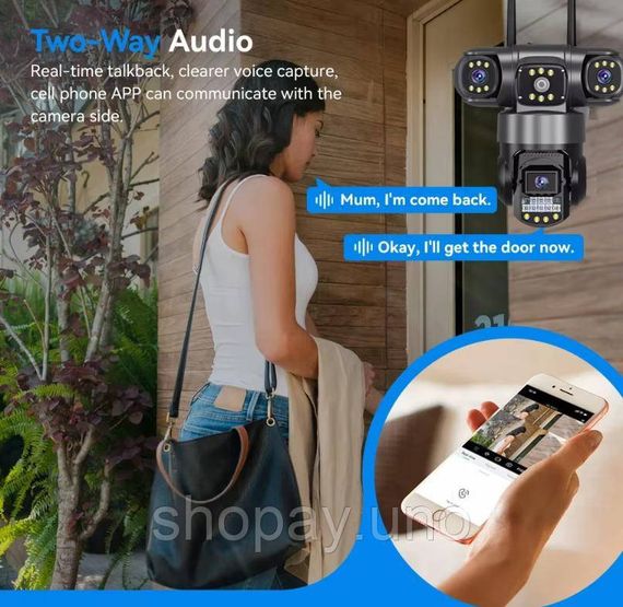 Уличная поворотная Wi-Fi IP камера видеонаблюдения EVKVO SC28 V380 Pro | 3 Линзы | 16MP | Зображення 1