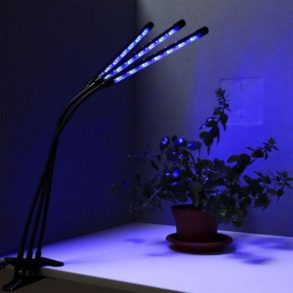 Ультрафіолетова лампа для рослин на 3 гілки, 30 Вт, L3 / Гнучка фітолампа з таймером / Світодіодний фітосвітильник на прищіпці | Зображення 1