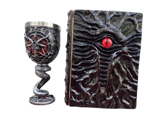 Подарунковий набір Келих 3D Бафомет і Блокнот 3D «Книга, що дивиться у відповідь»