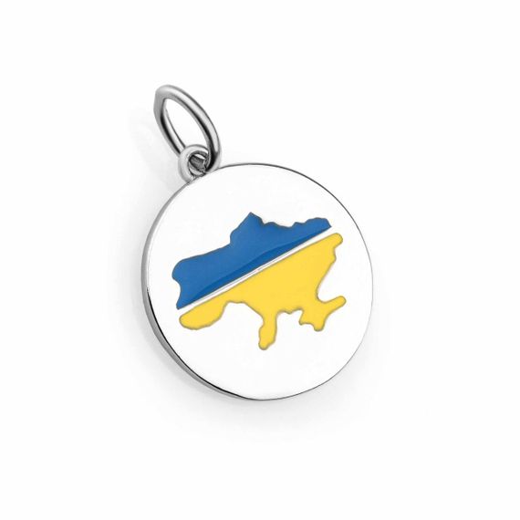 Серебряная подвеска круглая с эмалью Украина