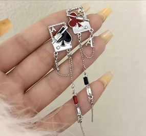 Сережки с игральными картами, сережки с камушками, сережки карты, сережки с картами, серёжки, серьги, сережки с камешками