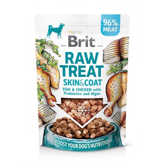 Ласощі для собак Brit Raw Treat freeze-dried Skin and Coat з рибою та куркою 40 гр