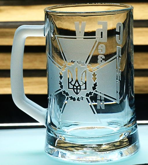 Пивной бокал 620мл СБУ с гравировкой Кружка Служба безопасности Украины Подарок военнослужащему сотруднику СБУ | Зображення 2