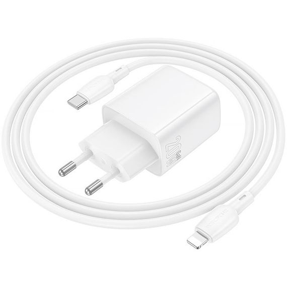 МЗП Borofone BN27 Fuente PD20W+QC3.0 (1USB-A/1C) + кабель Type-C to Lightning White | Зображення 4