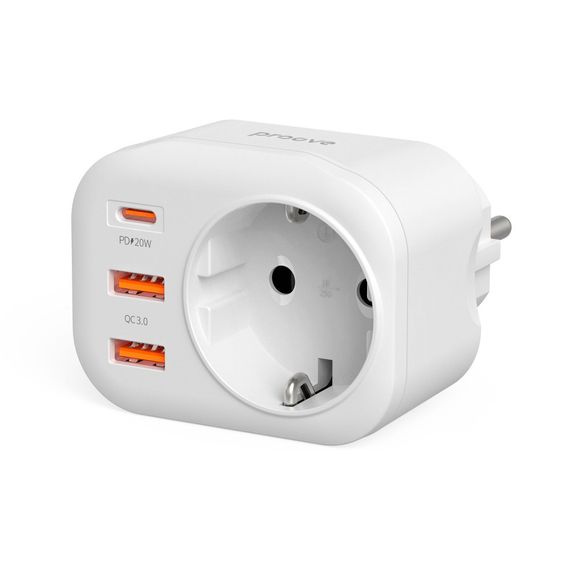 Багатофункціональна Розетка Proove Multifunctional Socket PD-01 EU 1AC (1 Type-C 20W + 2 USB) white | Зображення 3