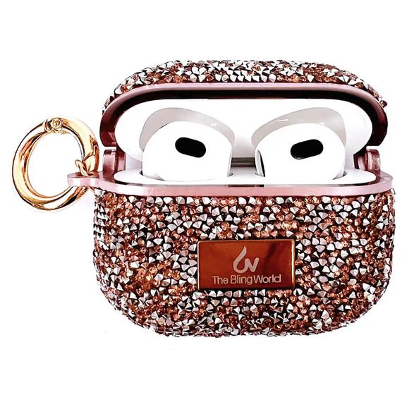 TPU чохол Bling World Rock Diamond для навушників AirPods Pro / Airpods Pro 2 Рожевий | Зображення 1
