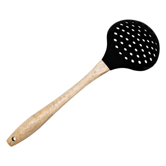 Шумівка для зняття піни силіконова з дерев'яною ручкою 33 (см) ложка шумівка кухонна HP-8-54 | Зображення 2