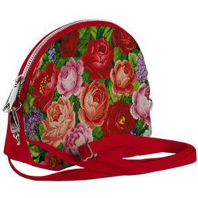 Сумочка маленька Coquette Цветочная вышивка с красным кожзамом 18x14x7 см (COQ_UKR020_KR)