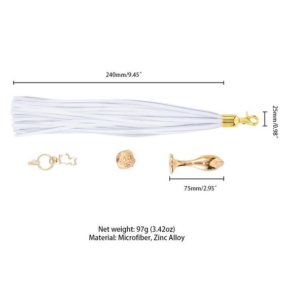 Металева анальна пробка Хвіст поні LOCKINK SEVANDA White Pony-Tail Anal Rose-shape Plug sexstyle | Зображення 12