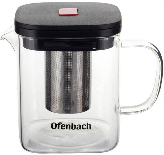 Чайник скляний заварювальний Ofenbach 1000мл зі знімним ситечком (0612m)