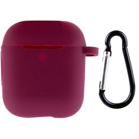 Силіконовий футляр New з карабіном для навушників Airpods 1/2 Бордовий/Maroon