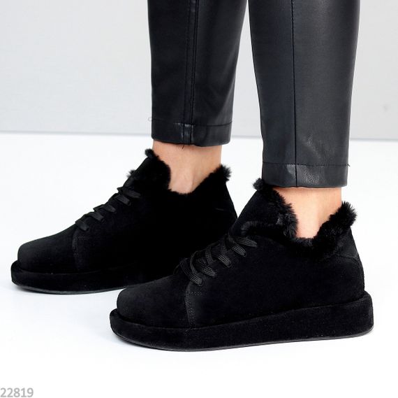 Мега стильные теплые черные туфли автоледи натуральная замша цвет на выбор | Зображення 5