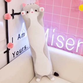 Об'ємна подушка-іграшка котик-антистрес 90 см, для обіймів знижка