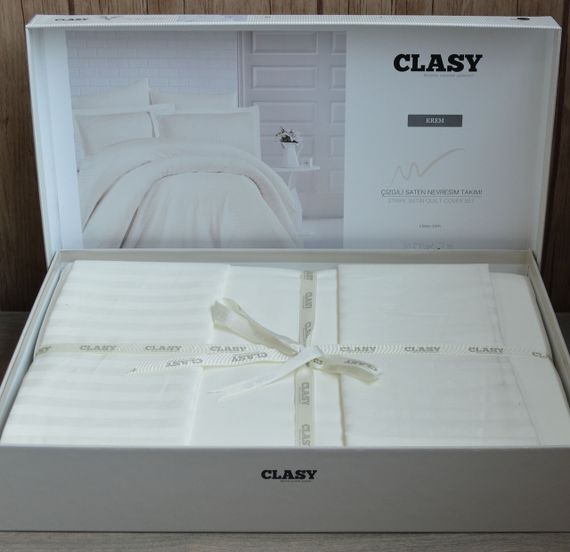 Постільна білизна Clasy Stripe Satin 160х220 Krem | Зображення 1