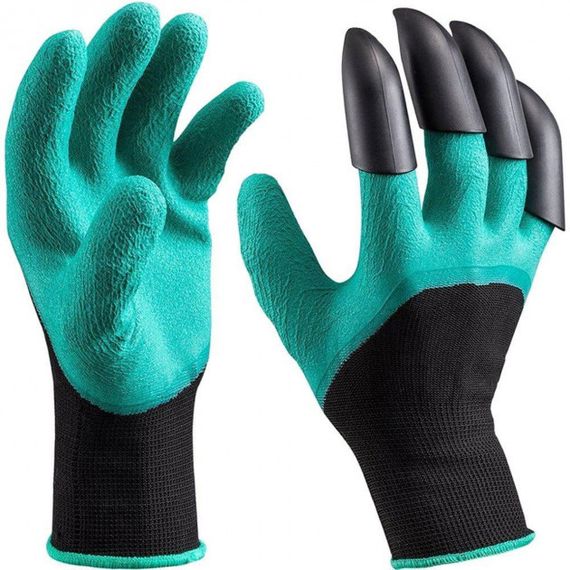 Прорезиненные перчатки с когтями Garden Genie Gloves для работы с землей с пластиковыми наконечниками Зелёный | Зображення 4