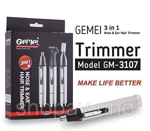 Триммер GEMEI GM-3107 3 в 1 для бороды, бровей, ушей | Зображення 5
