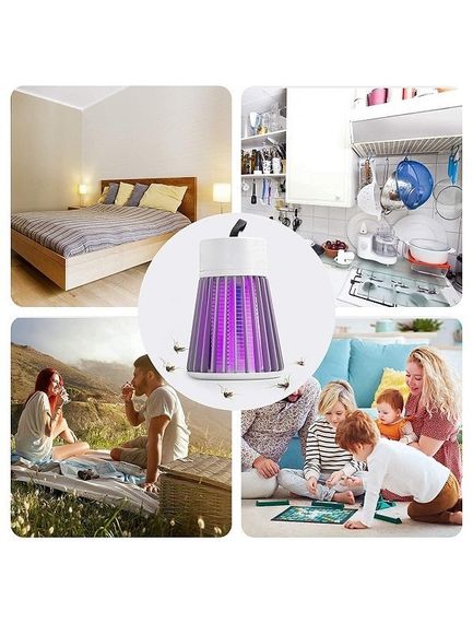 Пастка-лампа від комах Mosquito killing Lamp YG-002 від USB з LED підсвічуванням Сіра | Зображення 4