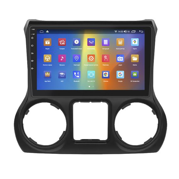 Штатная магнитола Lesko для Jeep Wrangler III (JK) 2007-2018 экран 10" 4/64Gb CarPlay 4G Wi-Fi GPS Prime Джип | Зображення 1