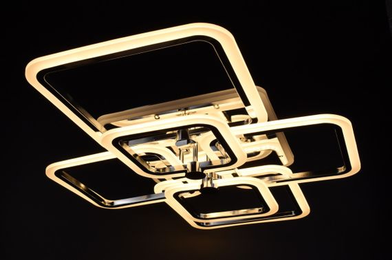 Люстра світлодіодна стельова LED світильник для квартири на стелю лед з пультом 25947 Хром 12х59х80 см. | Зображення 2