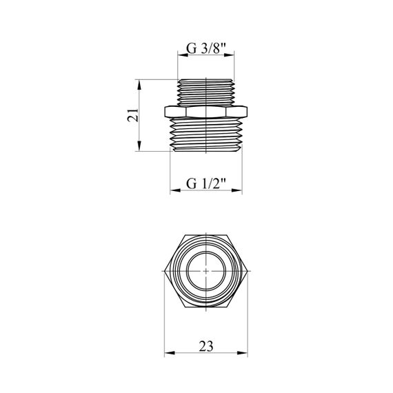 Ніпель перехідний Karro 1/2"х3/8" ЗЗ нікельований KR-3114 | Зображення 1