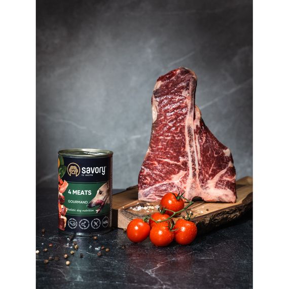 Корм вологий Savory Dog Gourmand 4 meats паштет для дорослих собак усіх порід з чотирма видами м’яса 400 г | Зображення 4