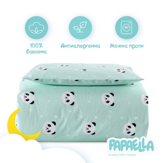 Комплект постельного белья для новорожденных PAPAELLA Панда мята (8-33346*001) | Зображення 1