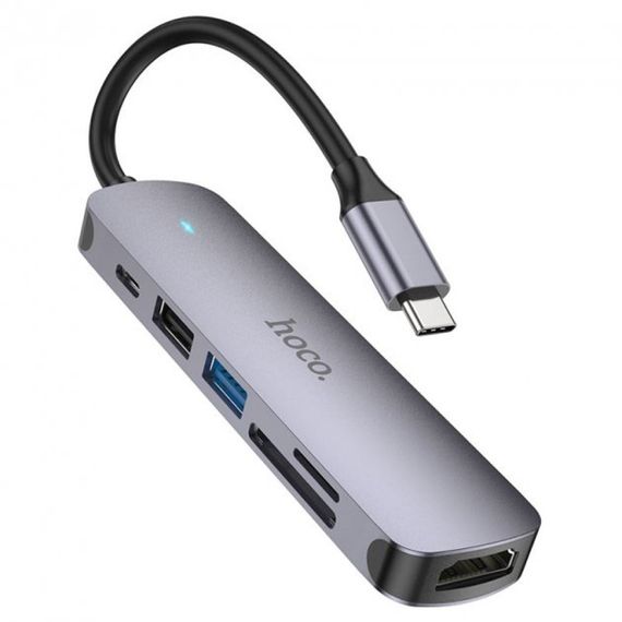 USB-хаб HOCO HB28 Type-C з підтримкою 4K HDMI, USB 3.0, USB 2.0, SD, TF, PD (34380-01_535) | Зображення 1