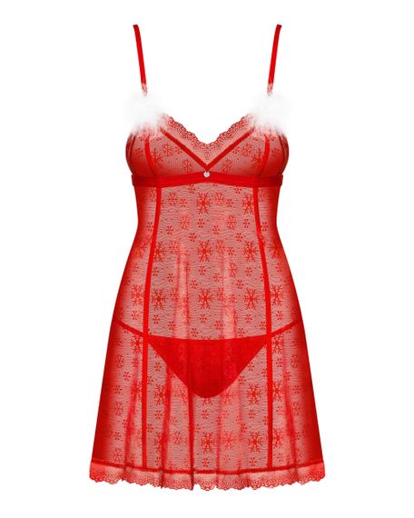 Сорочка babydoll Obsessive Claussica Красная M/L | Зображення 4