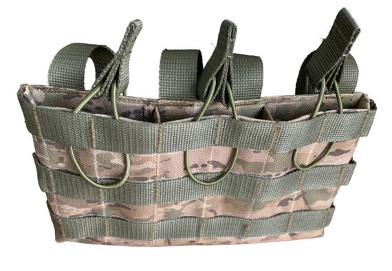 Подсумок для АК/АКМ Tactic4Profi на 3 магазина оксфорд PU мультикам с открытым карманом