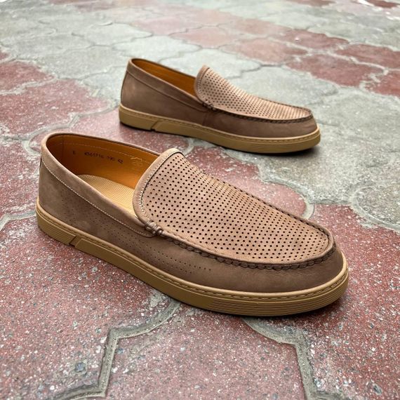 Бежеві чоловічі мокасини з перфорацією 40 41 42 44 розмір | Зображення 8