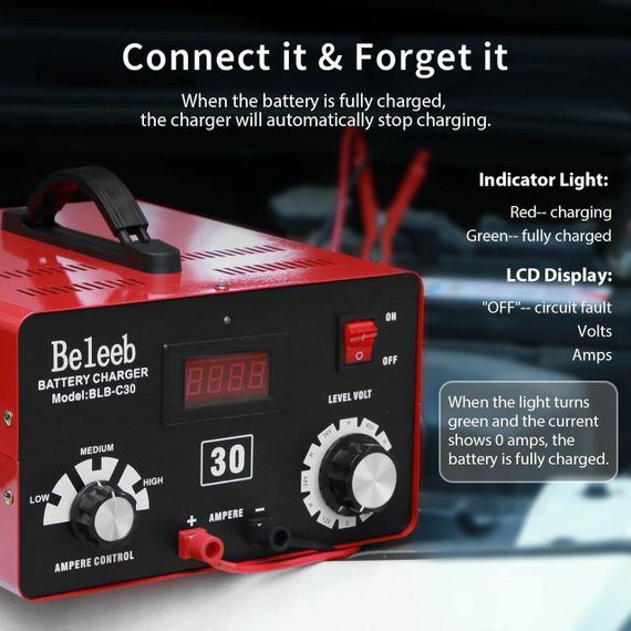 Зарядний пристрій Beleeb 12–72 В з LCD-дисплеєм, імпульсною зарядкою та функцією відновлення | Зображення 5